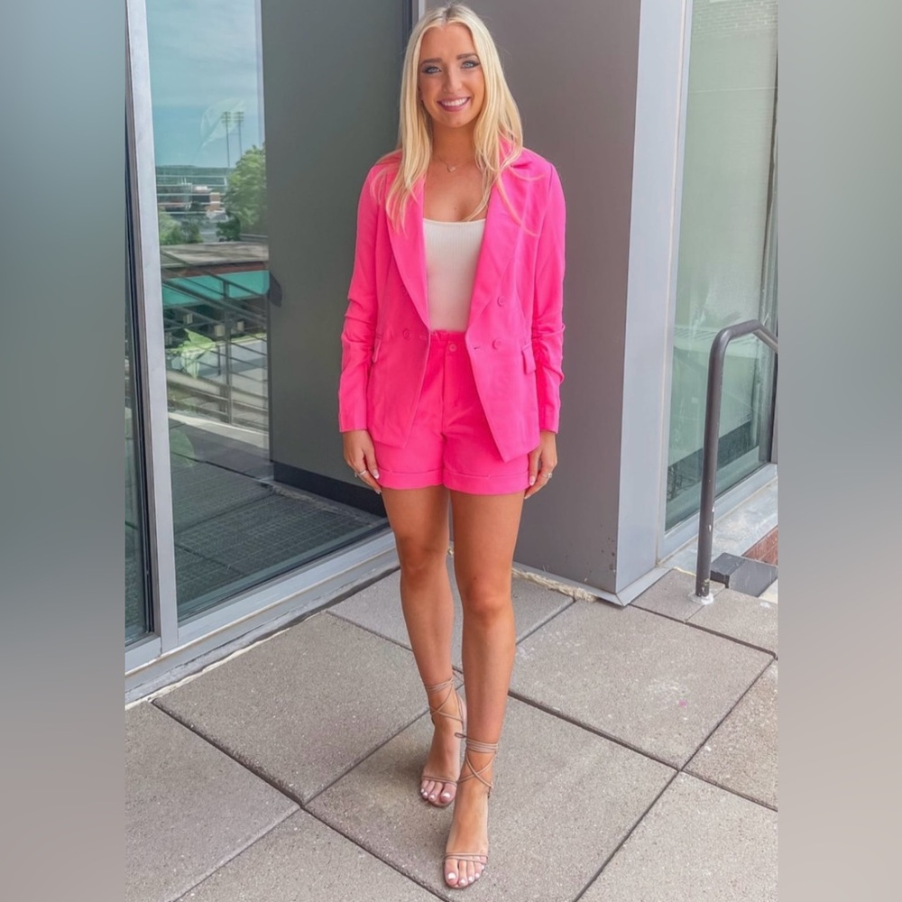 Hot pink Blazer and shorts
